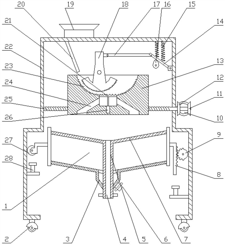 Efficient chemical raw material grinding and separating device