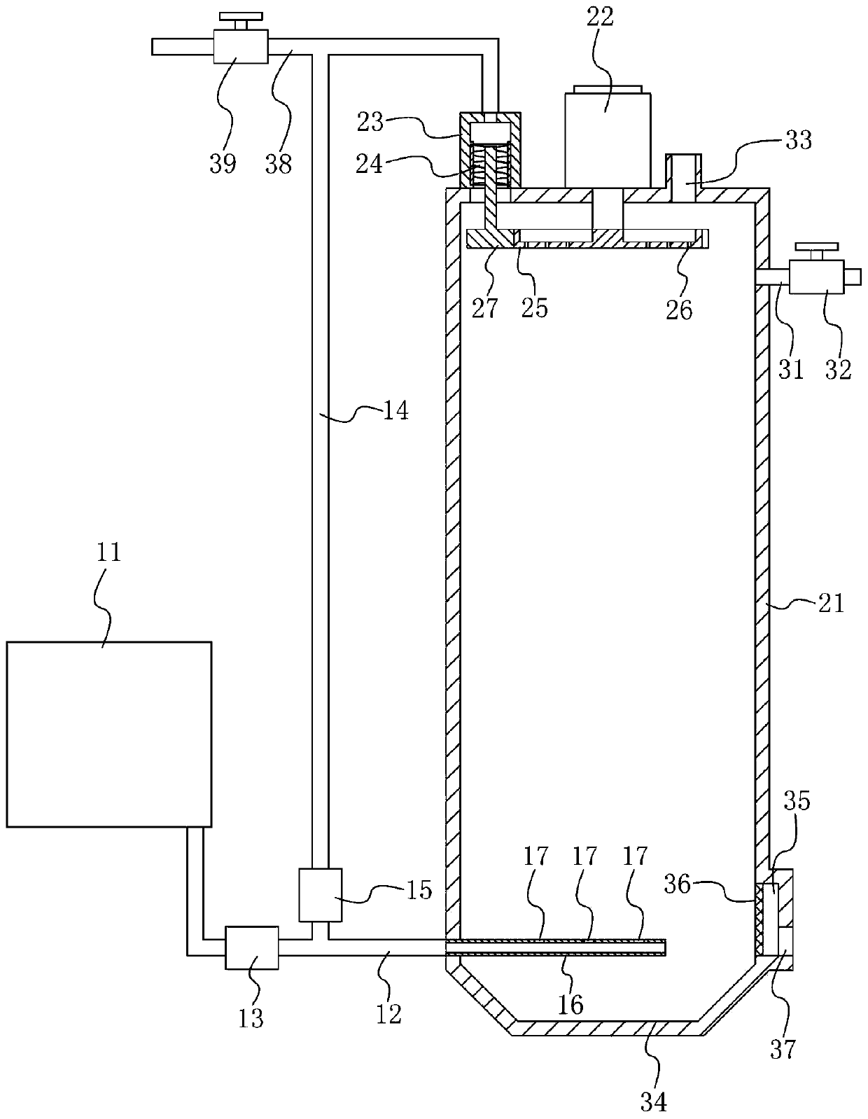 Advanced oxidation device for wastewater