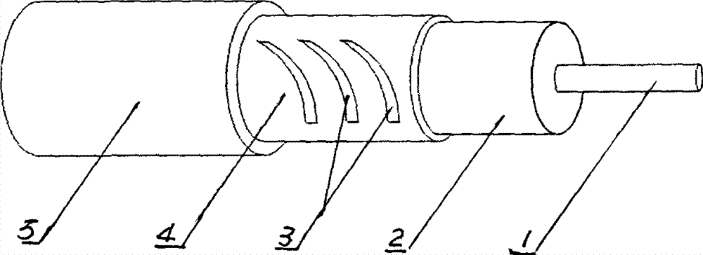 Broad band radiation type leak coaxial cable for subway and its production method