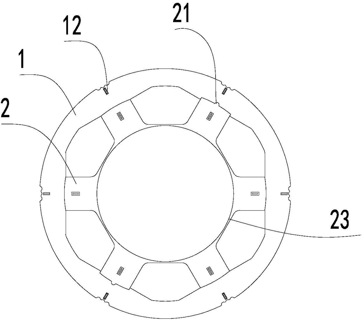 Stator component, motor and compressor