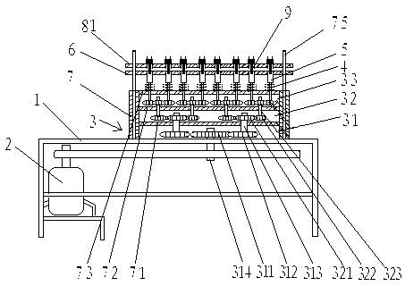 Discharging device for middle circumferential framework inner hole threaded mold