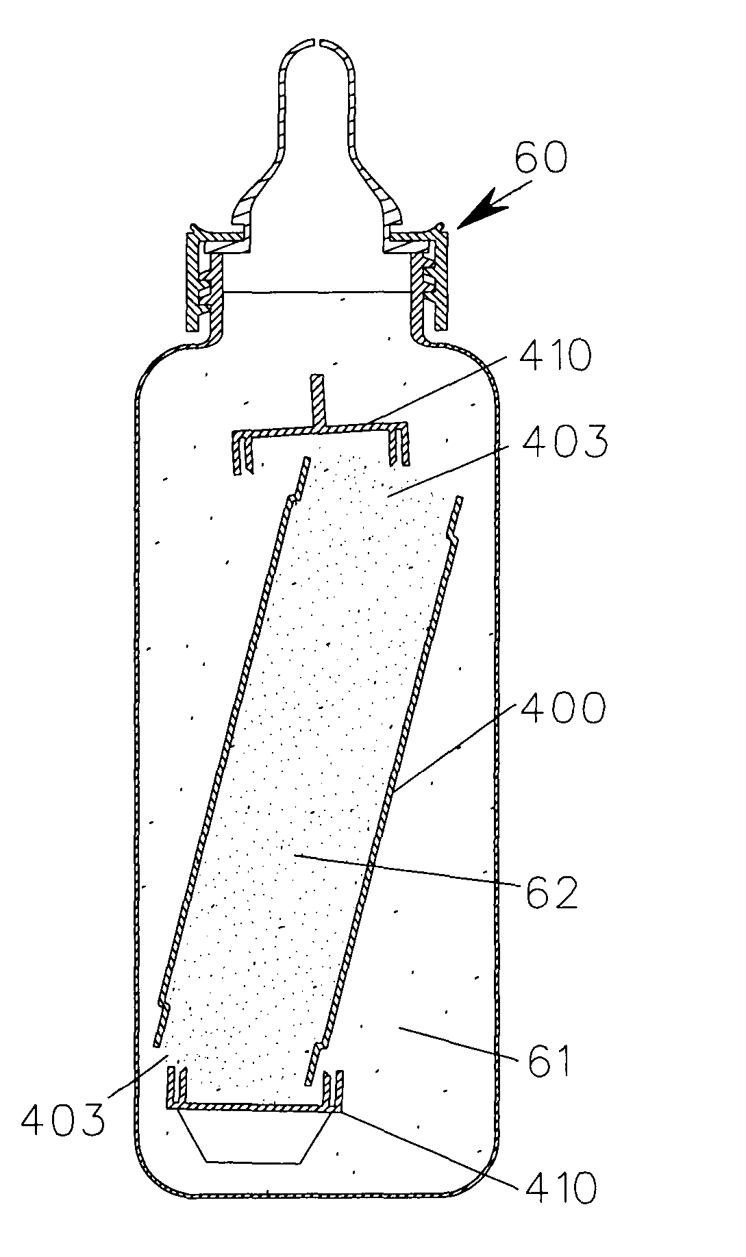 Bottle insert for storing and dispensing baby formula