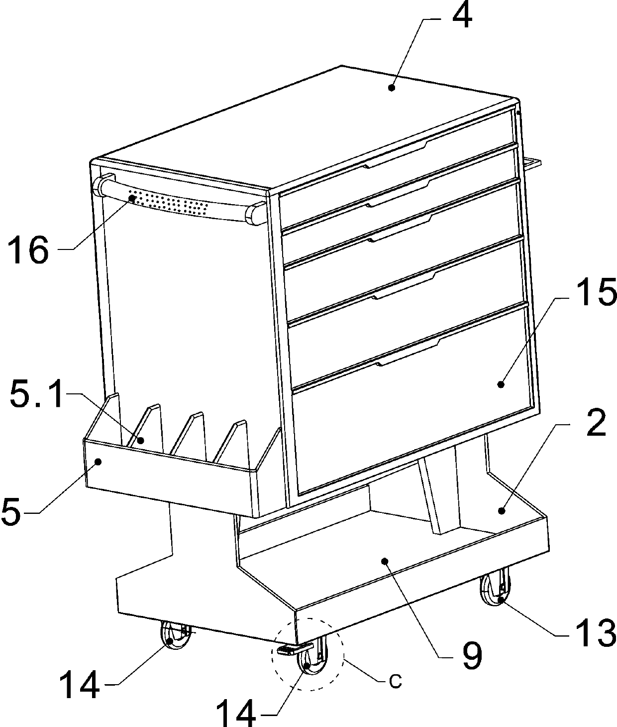 Movable box for narrow space