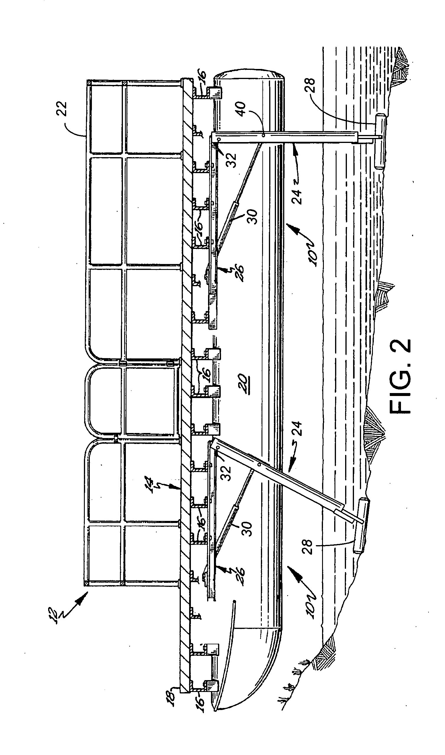 Onboard boat lift with actuator in hollow tube