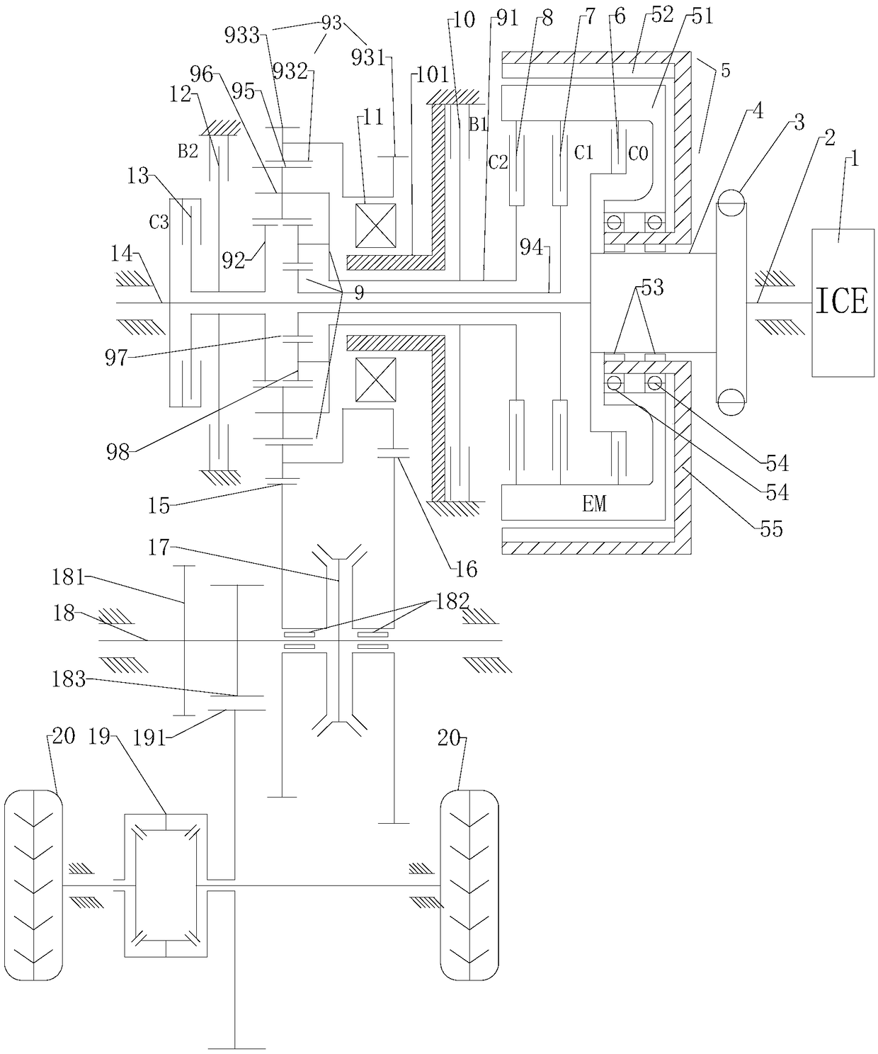 Hybrid transmission and vehicle using the same