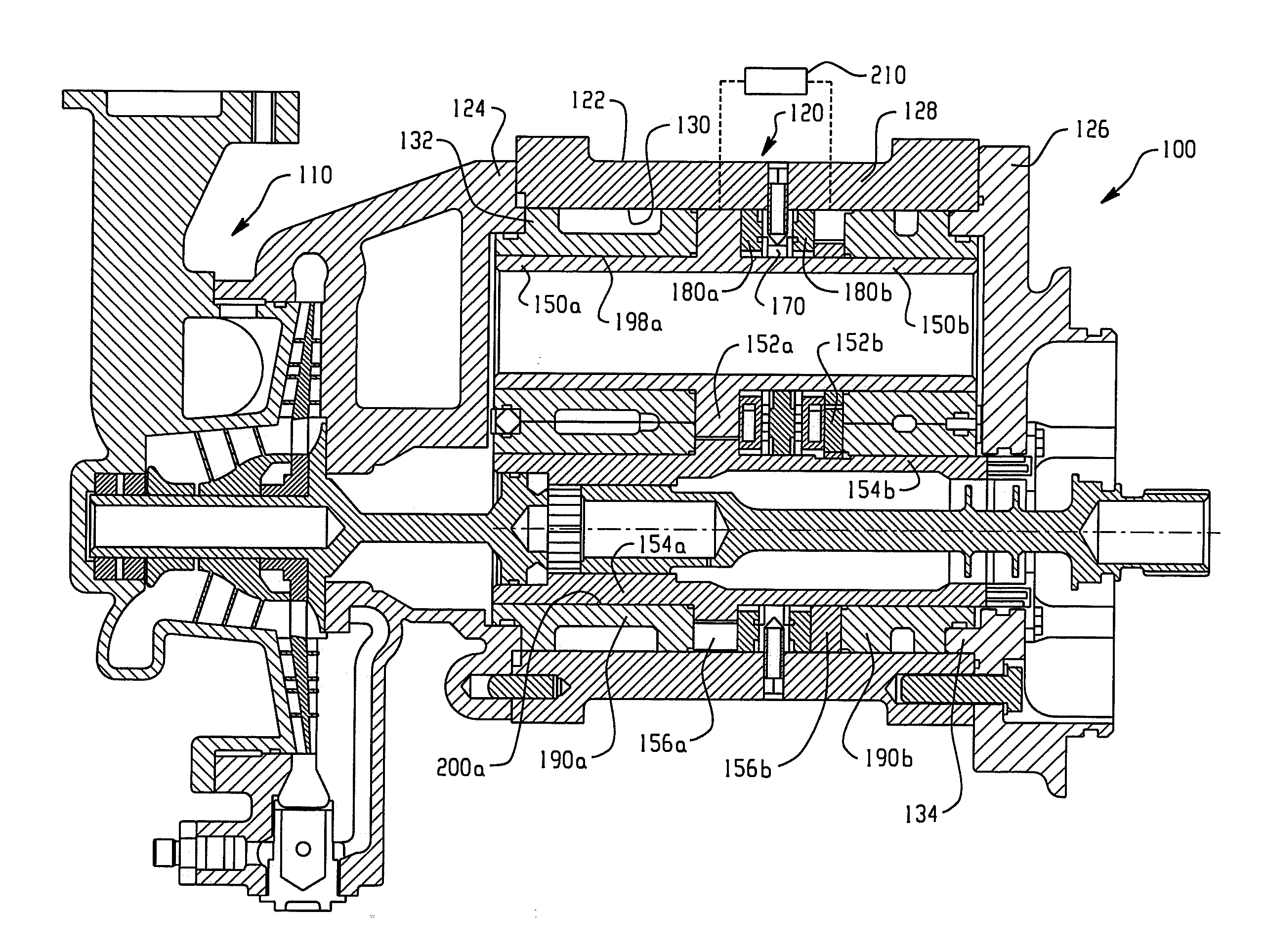 Aircraft main engine fuel pump with multiple gear stages using shared journals