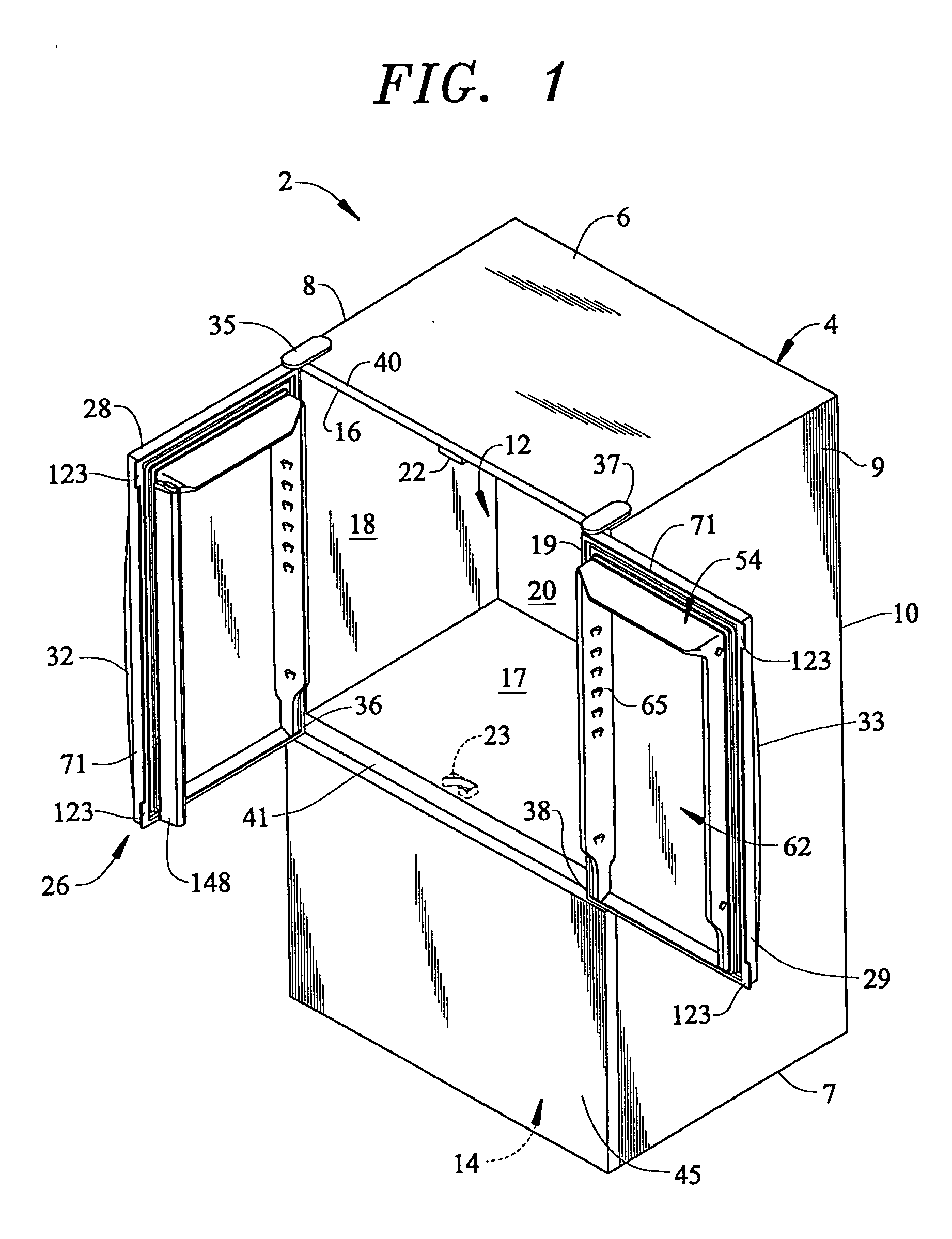 Refrigerator incorporating french doors with rotating mullion bar