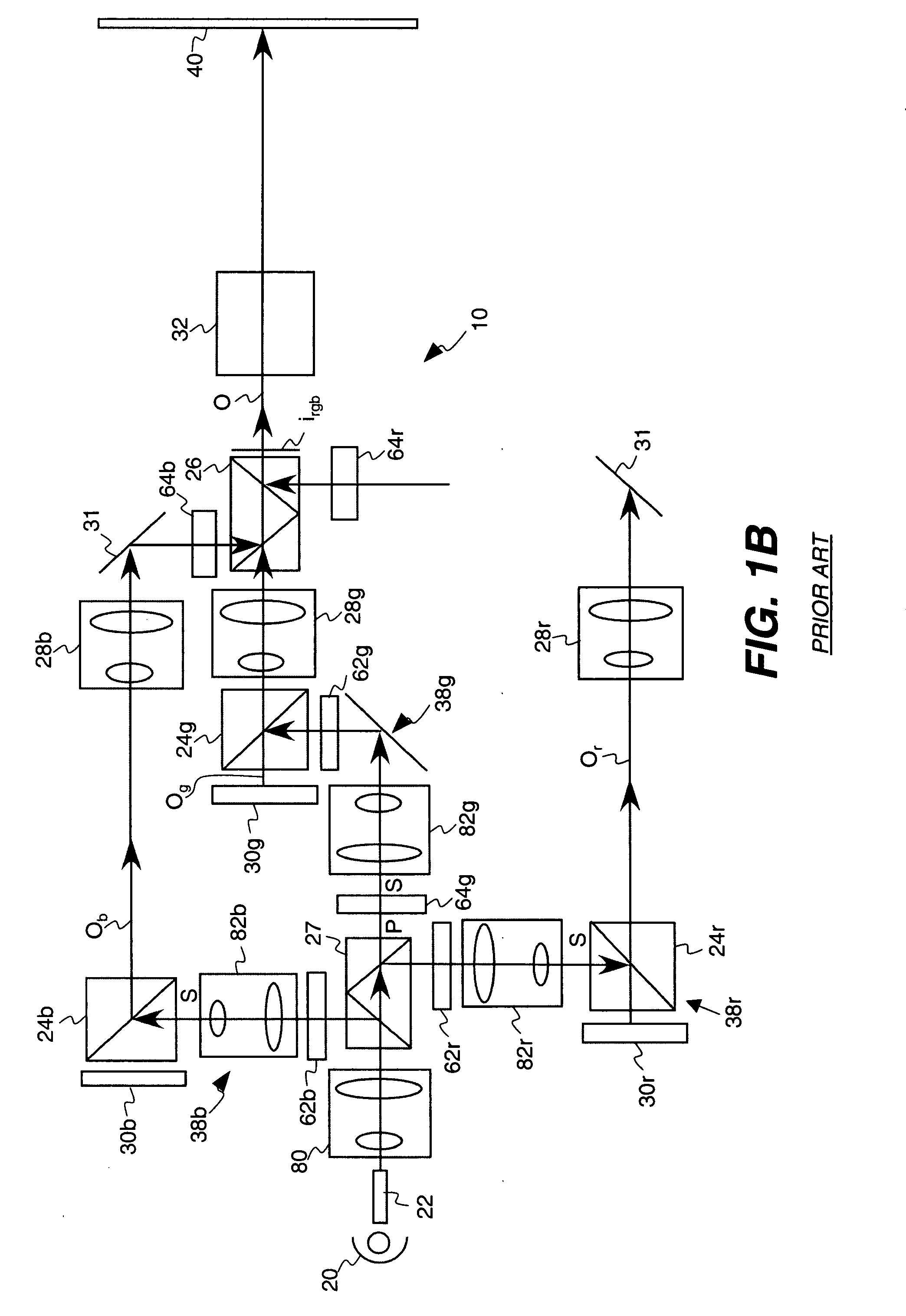 High efficiency digital cinema projection system with increased etendue