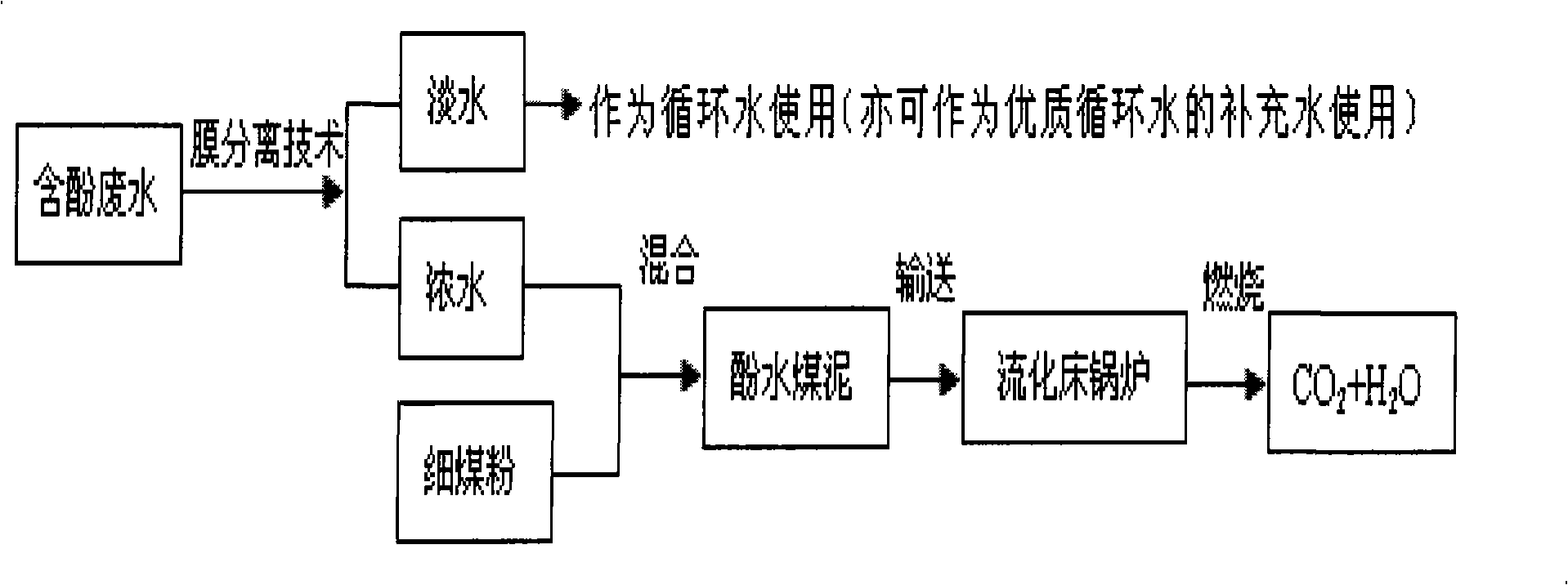 Novel methods for treating phenolic waste water pollution by phenol water coal slurry method