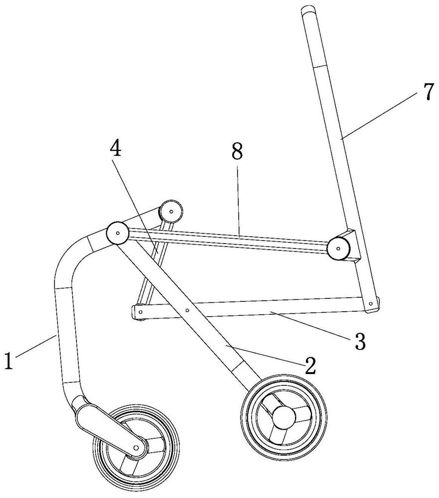 Foldable support and baby carriage frame with same