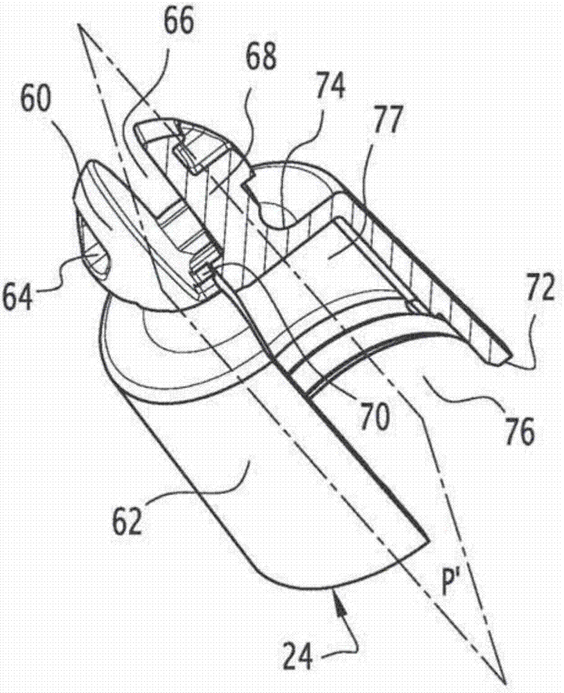 Joint mechanism of application device of cosmetic product, associated device, application method and manufacturing method