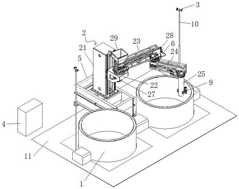 Robot system for feeding white spirit to cooking pot full automatically