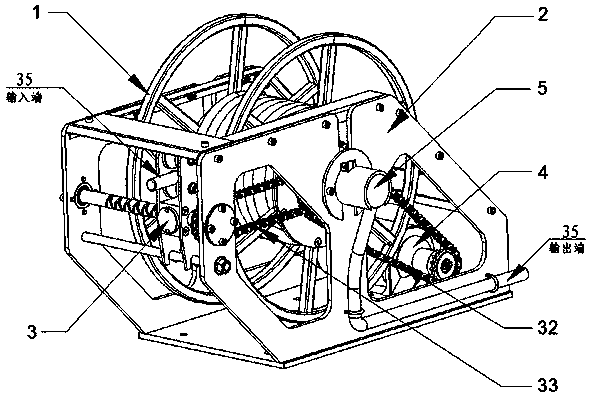 Waterproof automatic cable winding and unwinding device