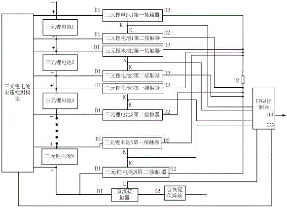 Ternary lithium battery large current balance FPGA control system