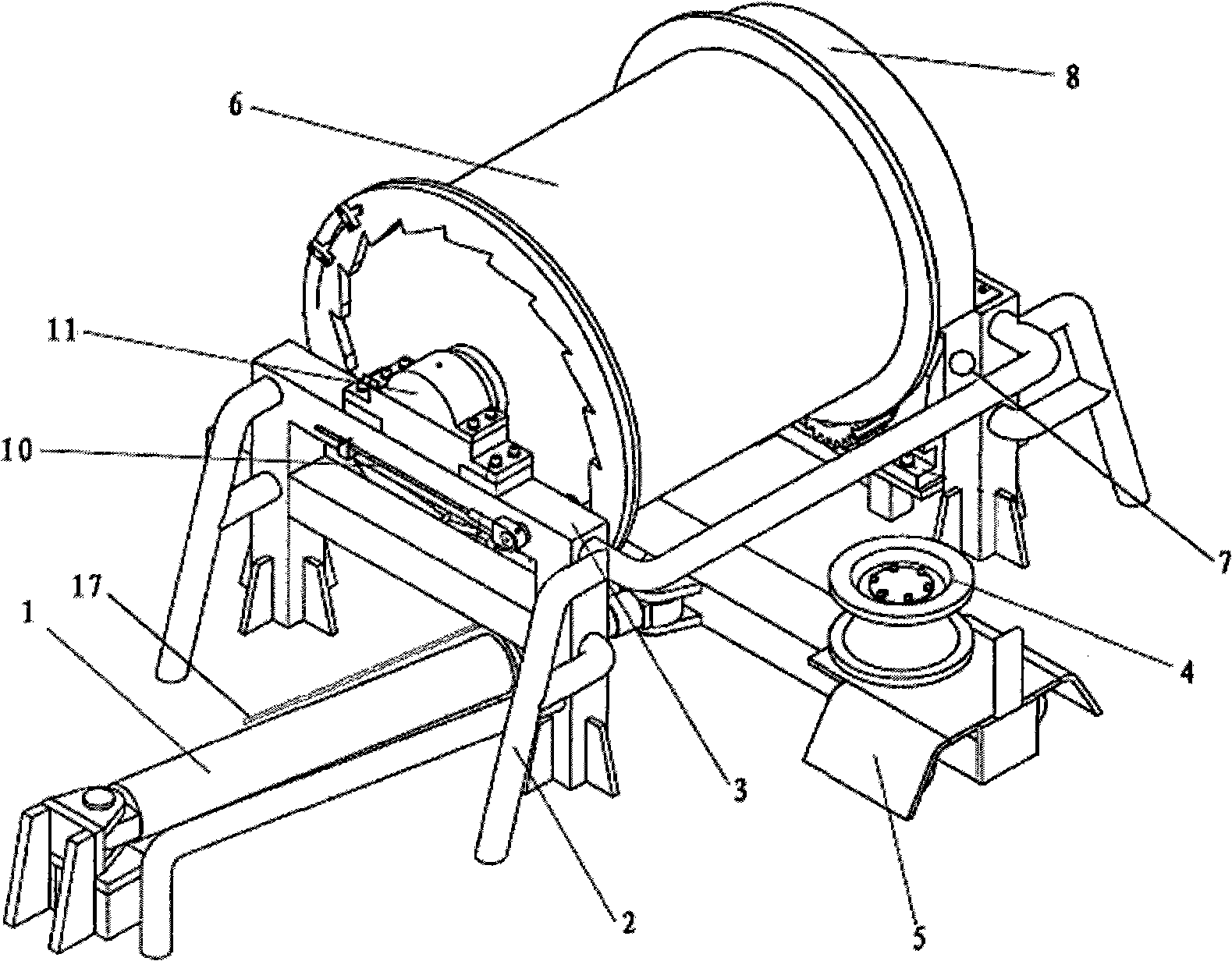 Horizontal automatic-chain-arrangement hydraulic drum winch