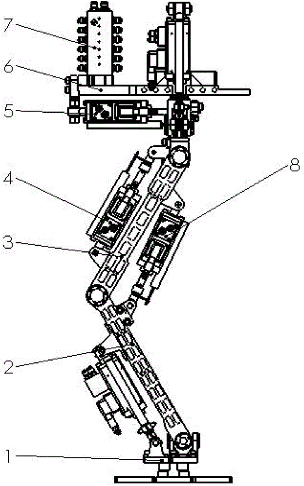 Biped robot lower limb mechanism driven hydraulically