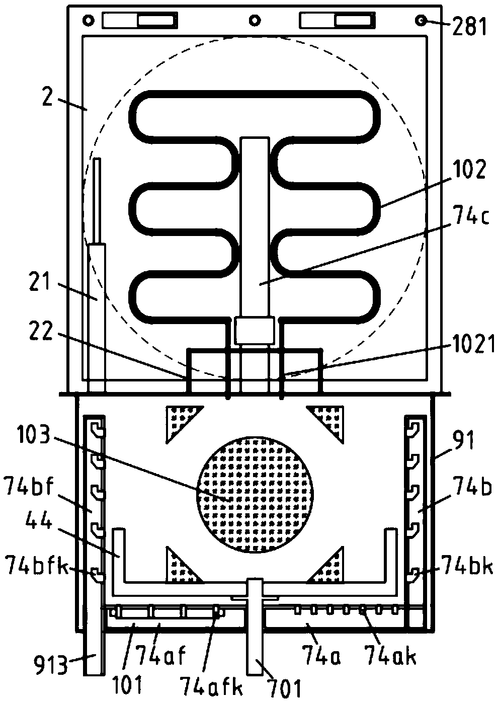 Cooking heating furnace