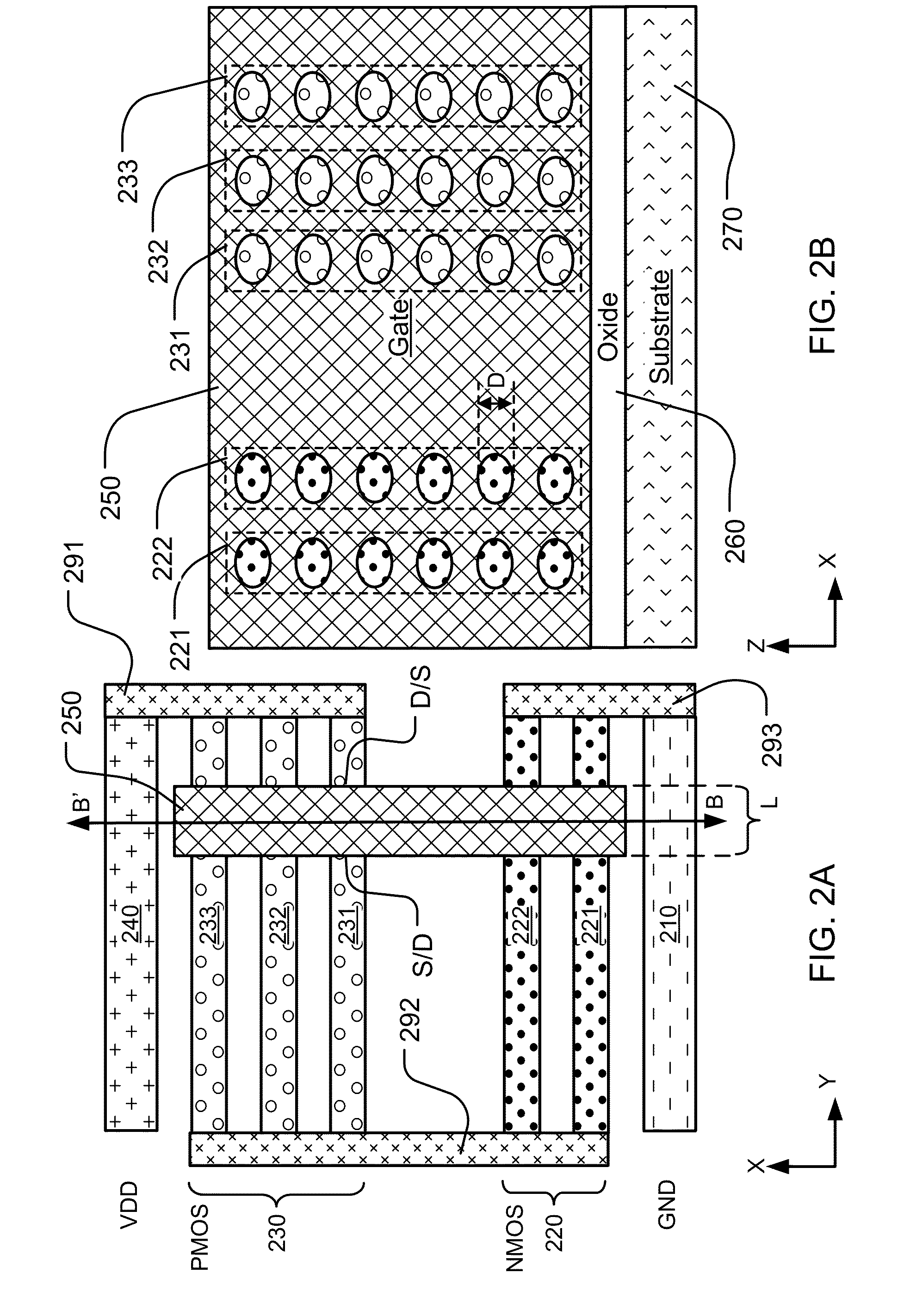 Nanowire or 2d material strips interconnects in an integrated circuit cell