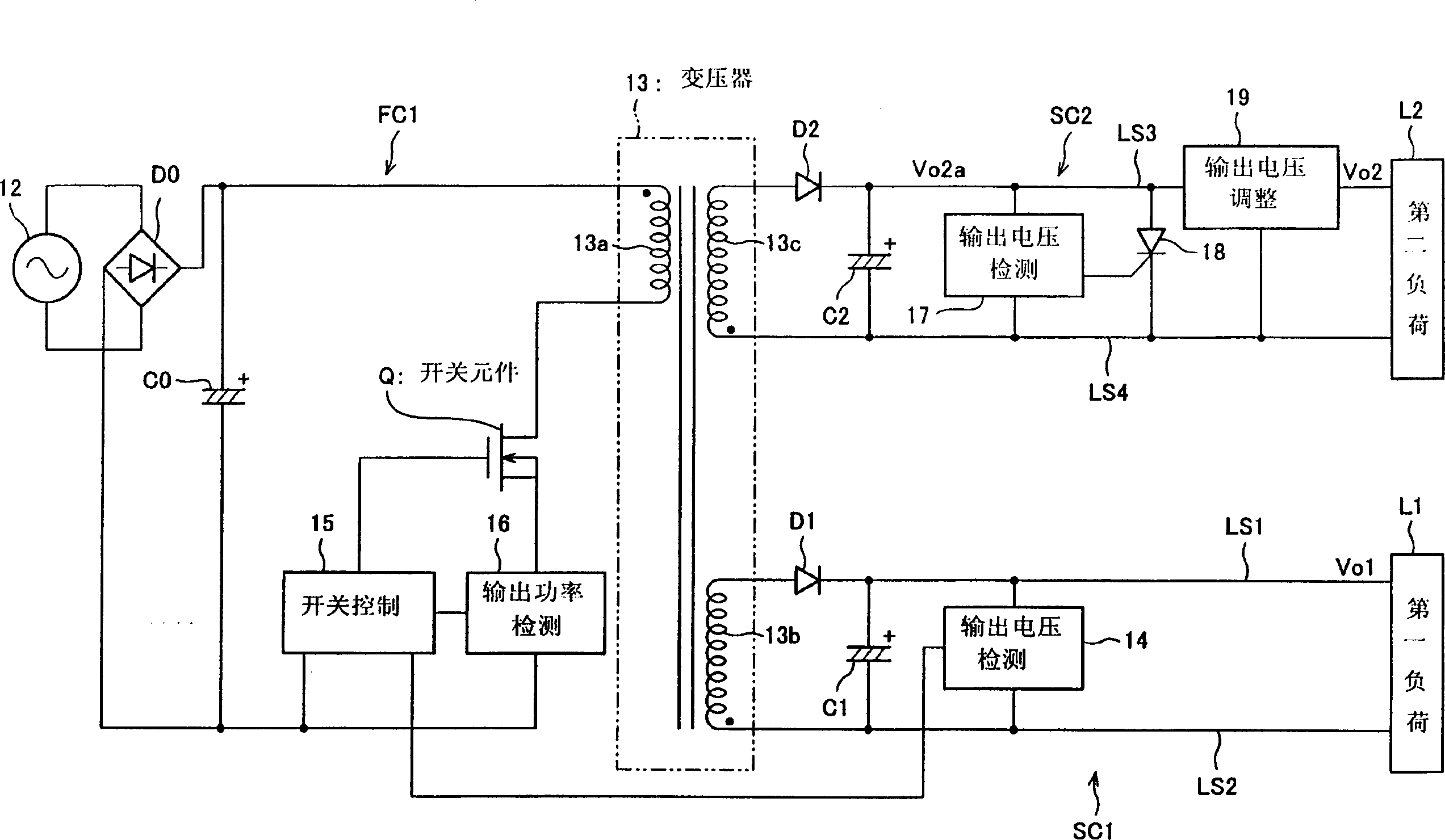 Switch power source device