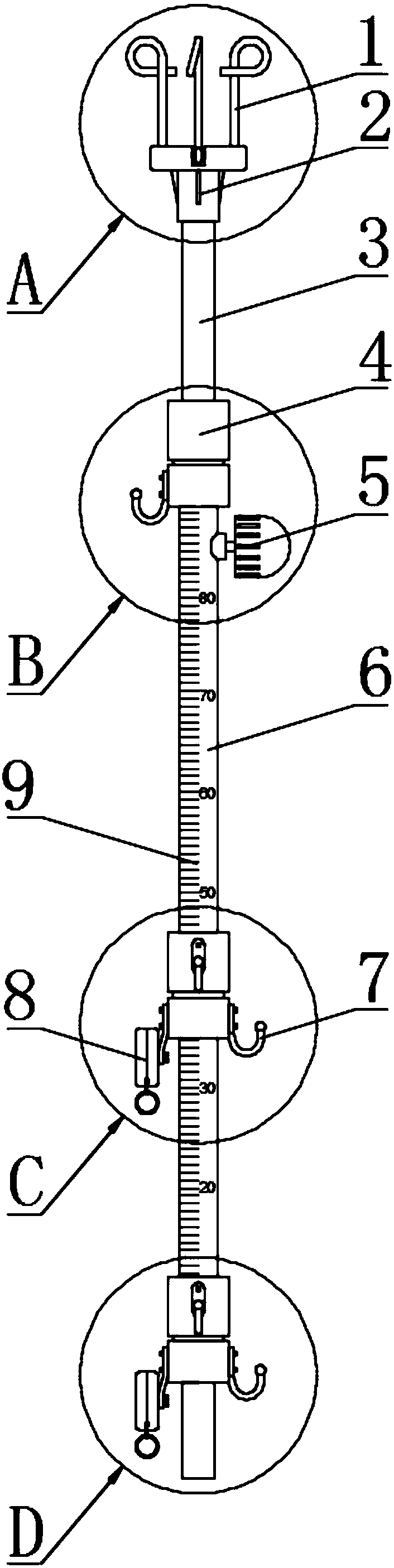 Multifunctional brain postoperation drainage device suspension bracket