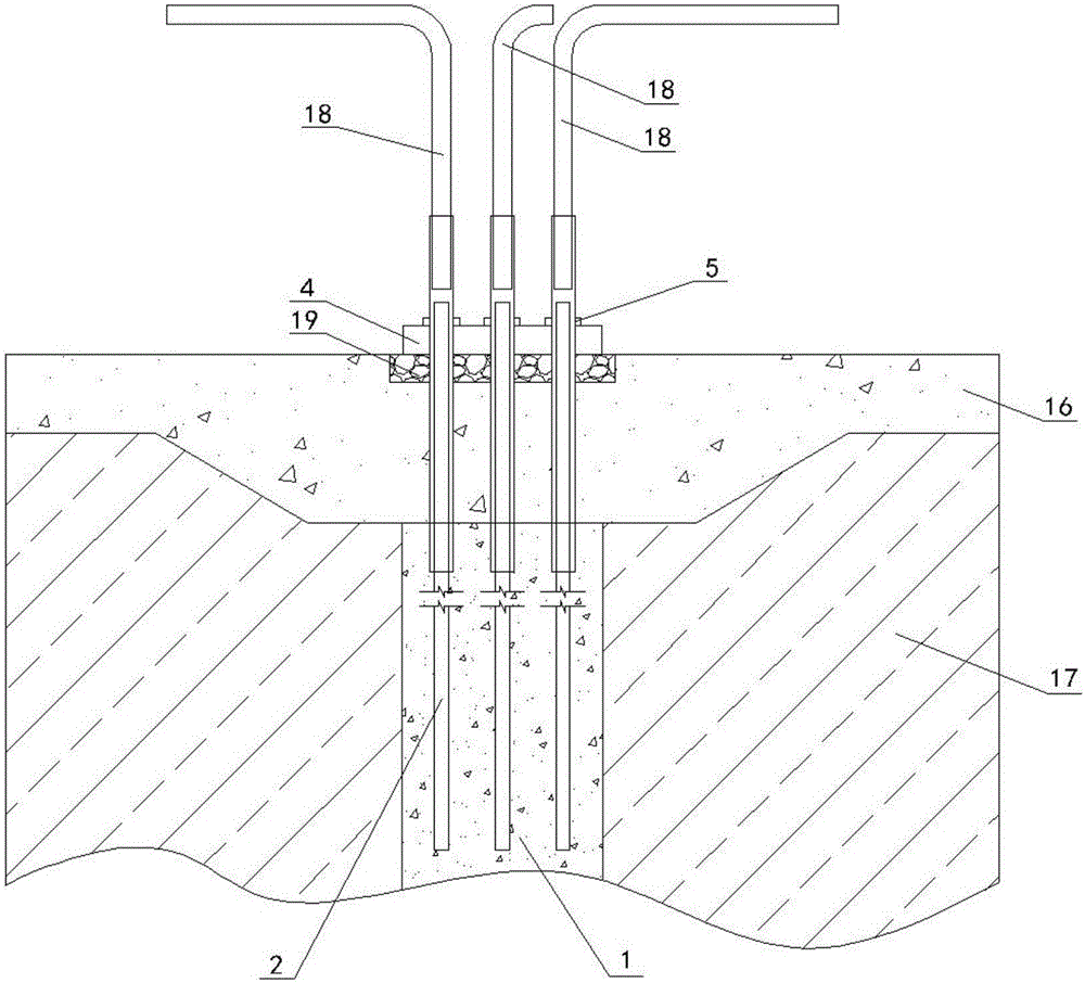 Glass fiber reinforced polymer rebar prestressed anti-floating anchor stock and construction method thereof