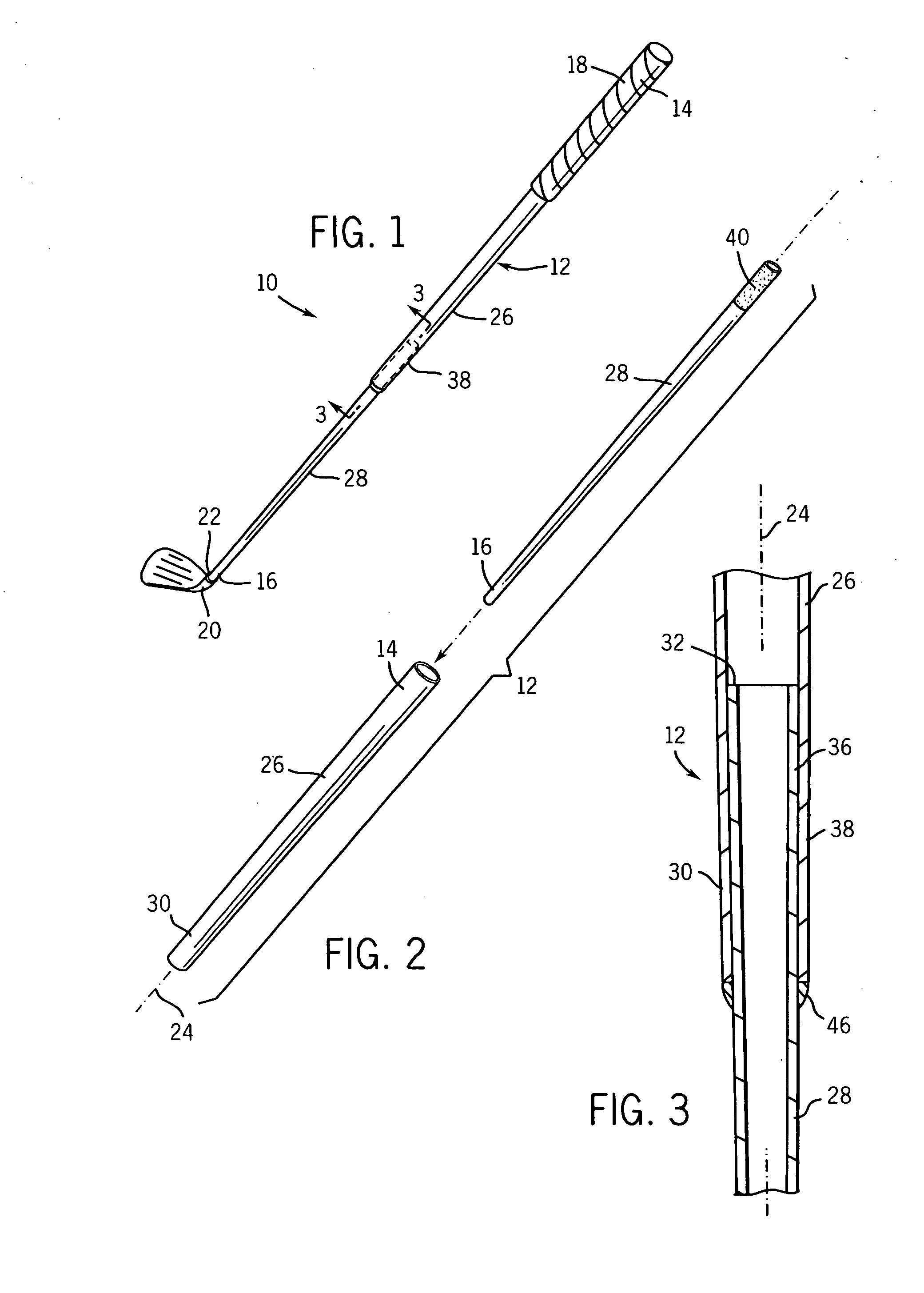 Multi-sectional co-cured golf shaft