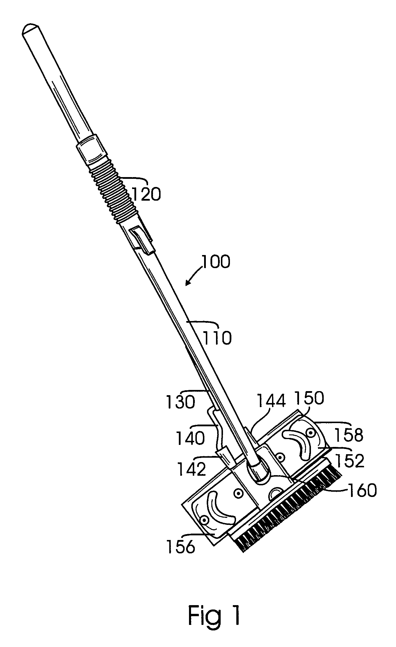 Attachment mechanism to a metal mop head to securely retain a cleaning implement attachment on a butterfly mop