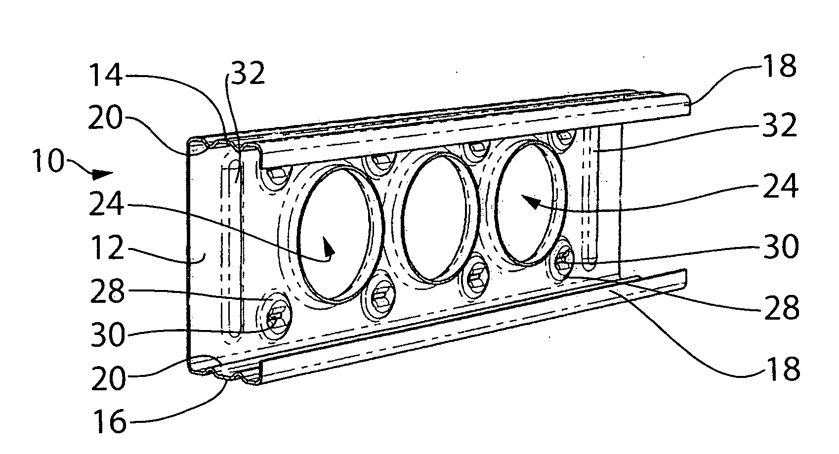 Stud with lengthwise indented ribs and method