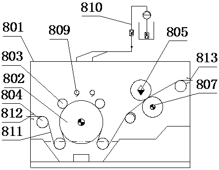 Continuous production method and device for pure cotton dyed non-woven fabric