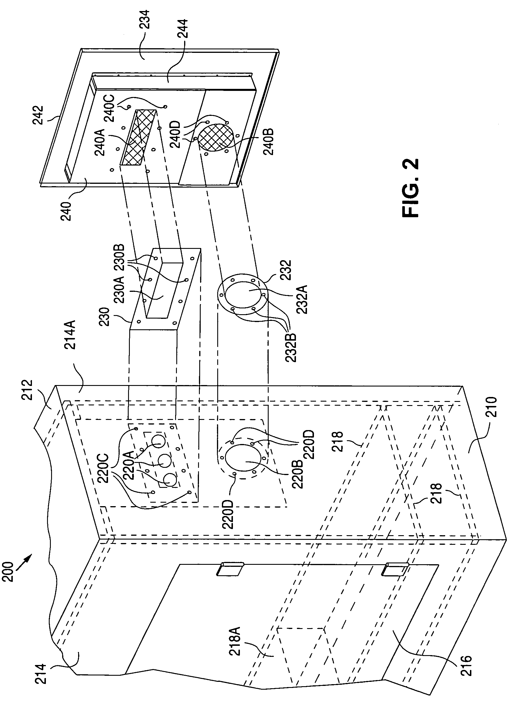 Electronics cabinet with an air-to-air heat exchanger mounted to the outside of the cabinet