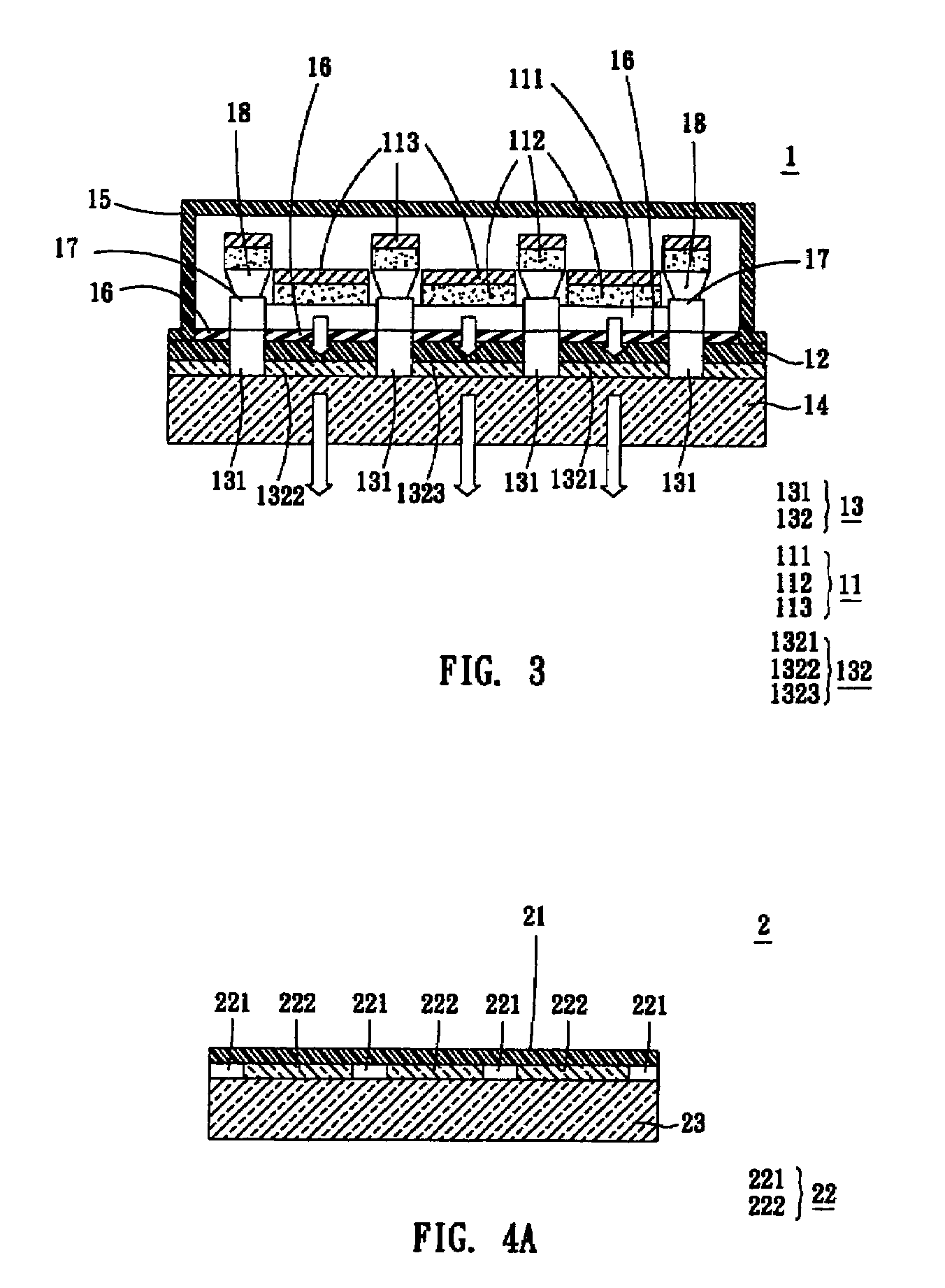 Full color display panel and color-separating substrate thereof