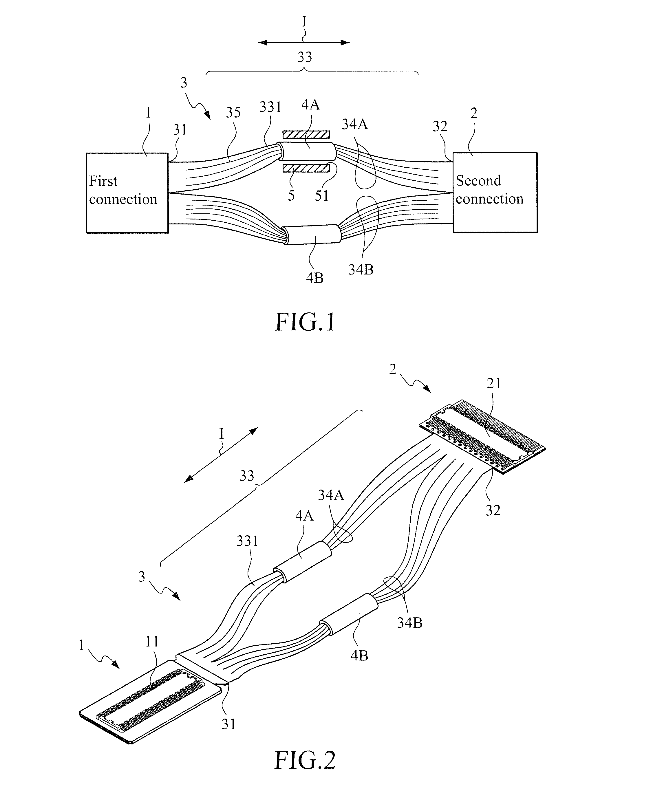 Flexible circuit cable with at least two bundled wire groups