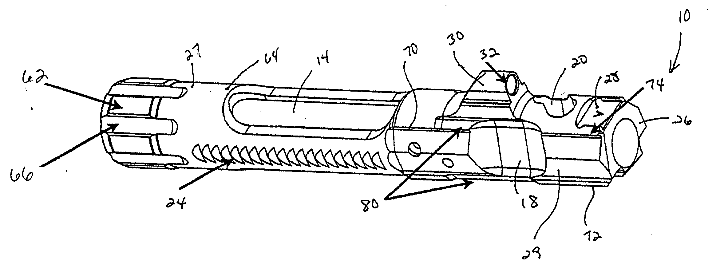 Self loading firearm bolt carrier with integral carrier key and angled strike face