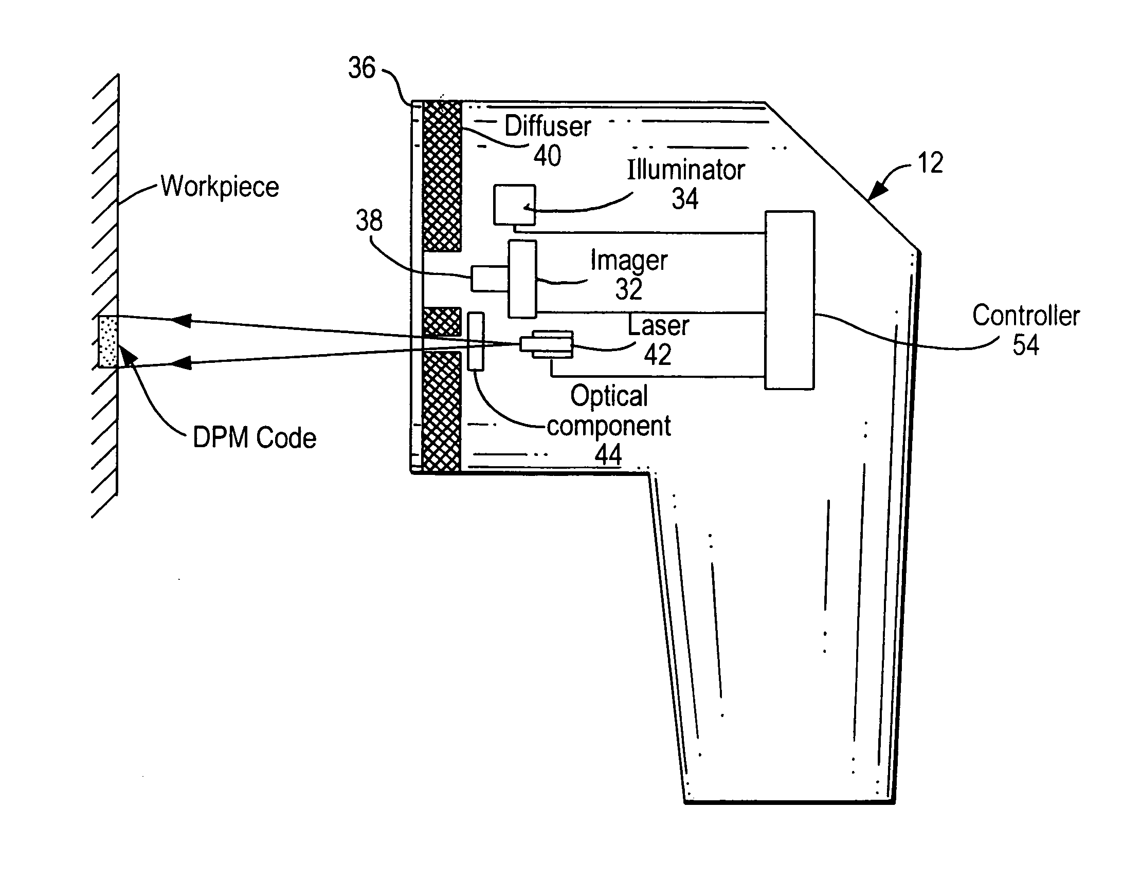 Arrangement for and method of accurately aiming at direct part markings prior to being imaged and electro-optically read