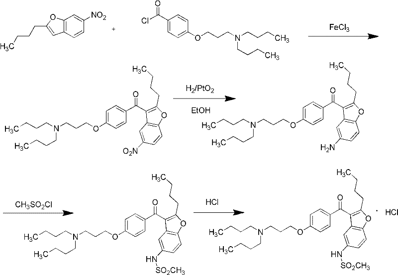 Method for preparing dronedarone hydrochloride