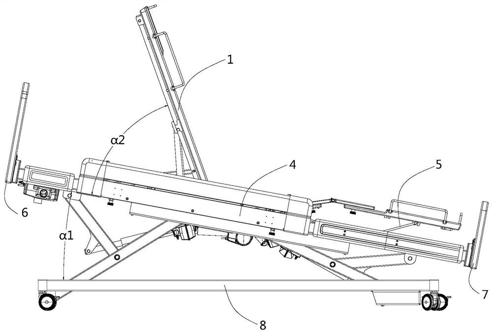 Control method for changing nursing bed into chair by one key