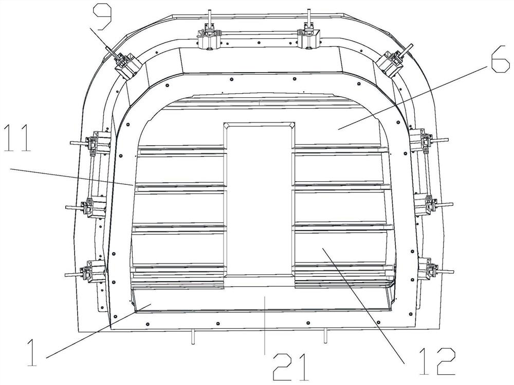 A rail transit composite material end wall forming tooling and forming method thereof