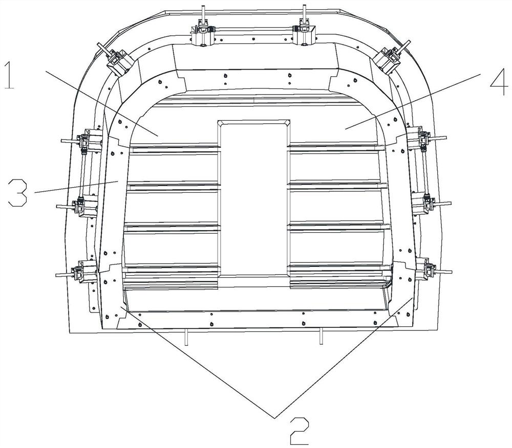 A rail transit composite material end wall forming tooling and forming method thereof