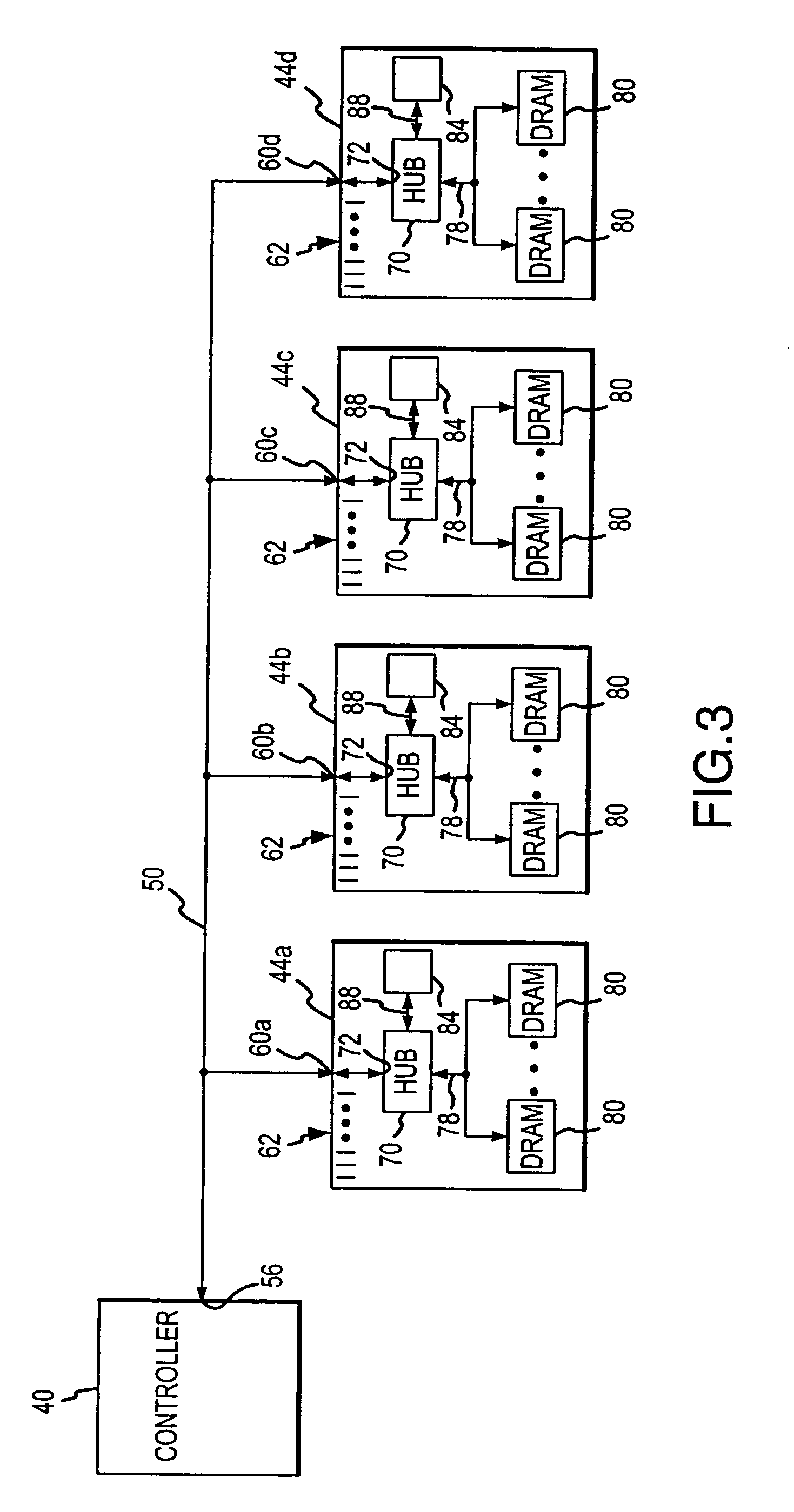 Wavelength division multiplexed memory module, memory system and method