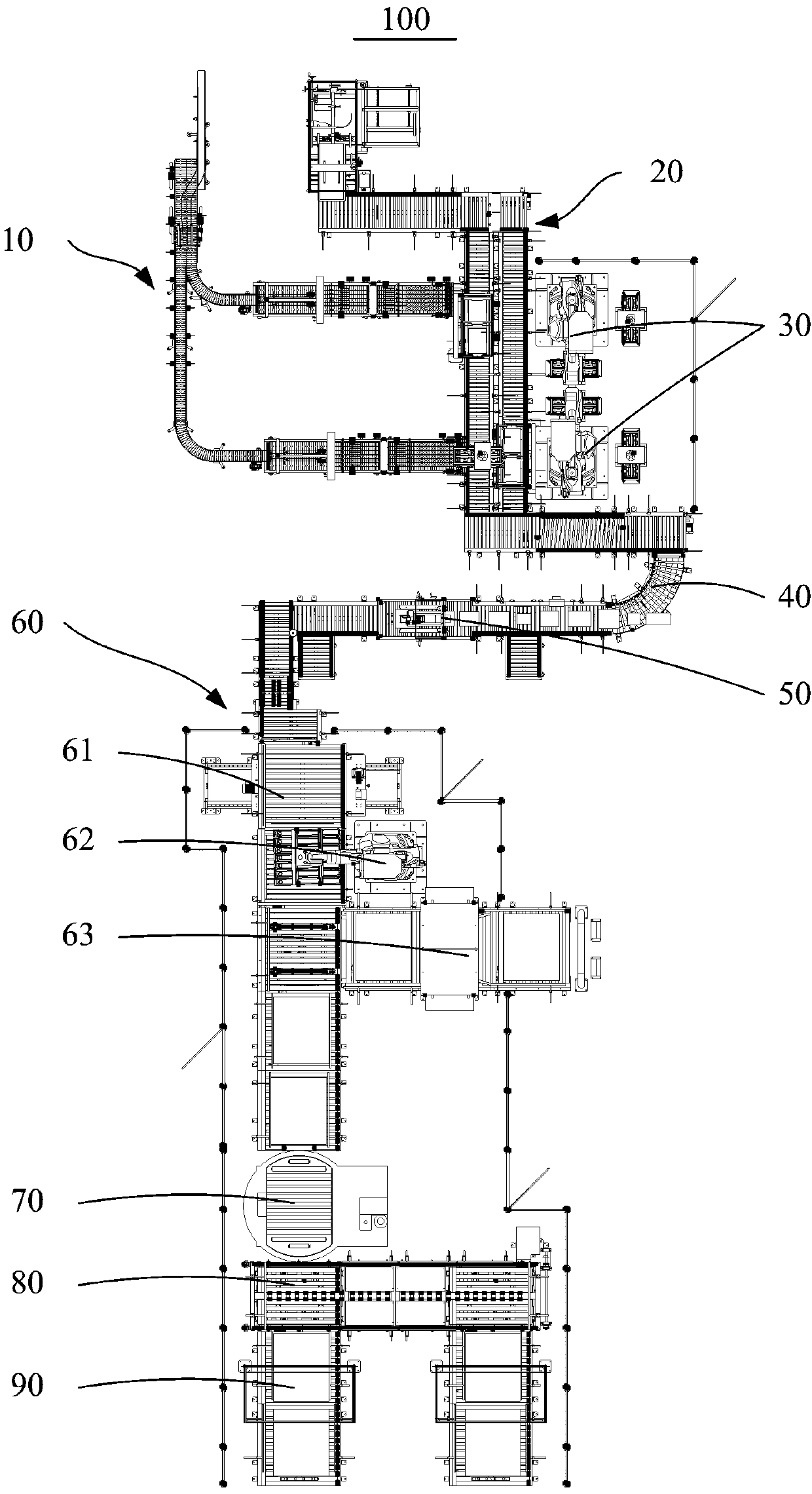 Edible oil bottle boxing and stacking conveying line