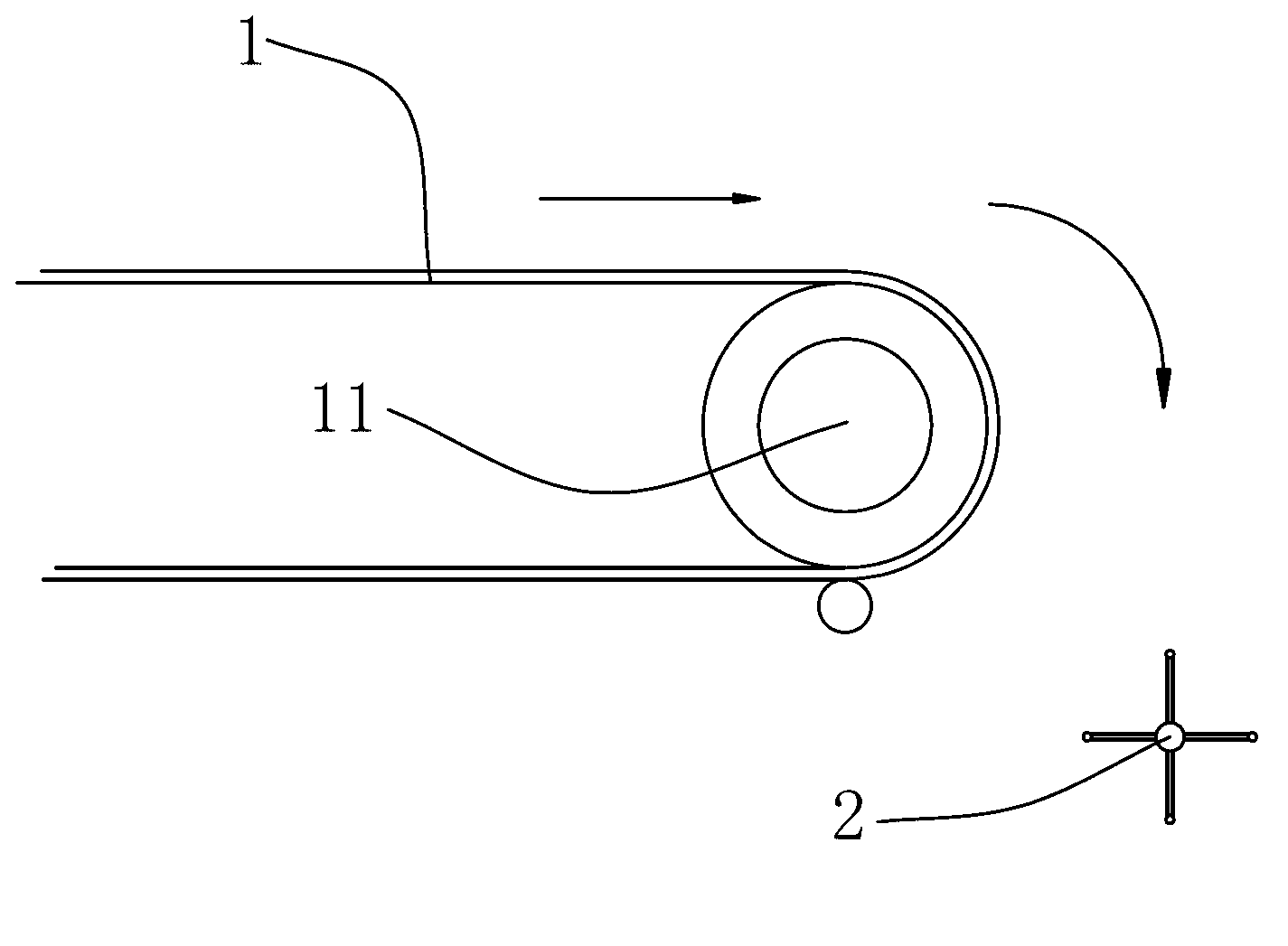 Tobacco shred processing production line hemp rope removing device