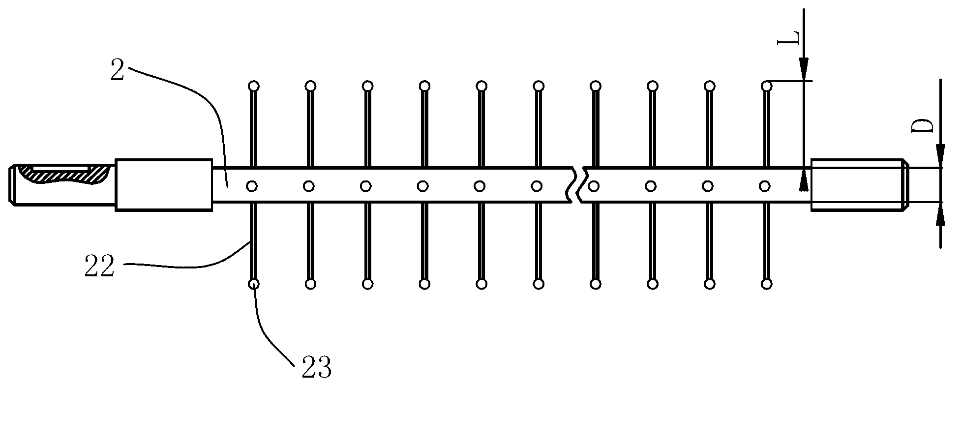 Tobacco shred processing production line hemp rope removing device