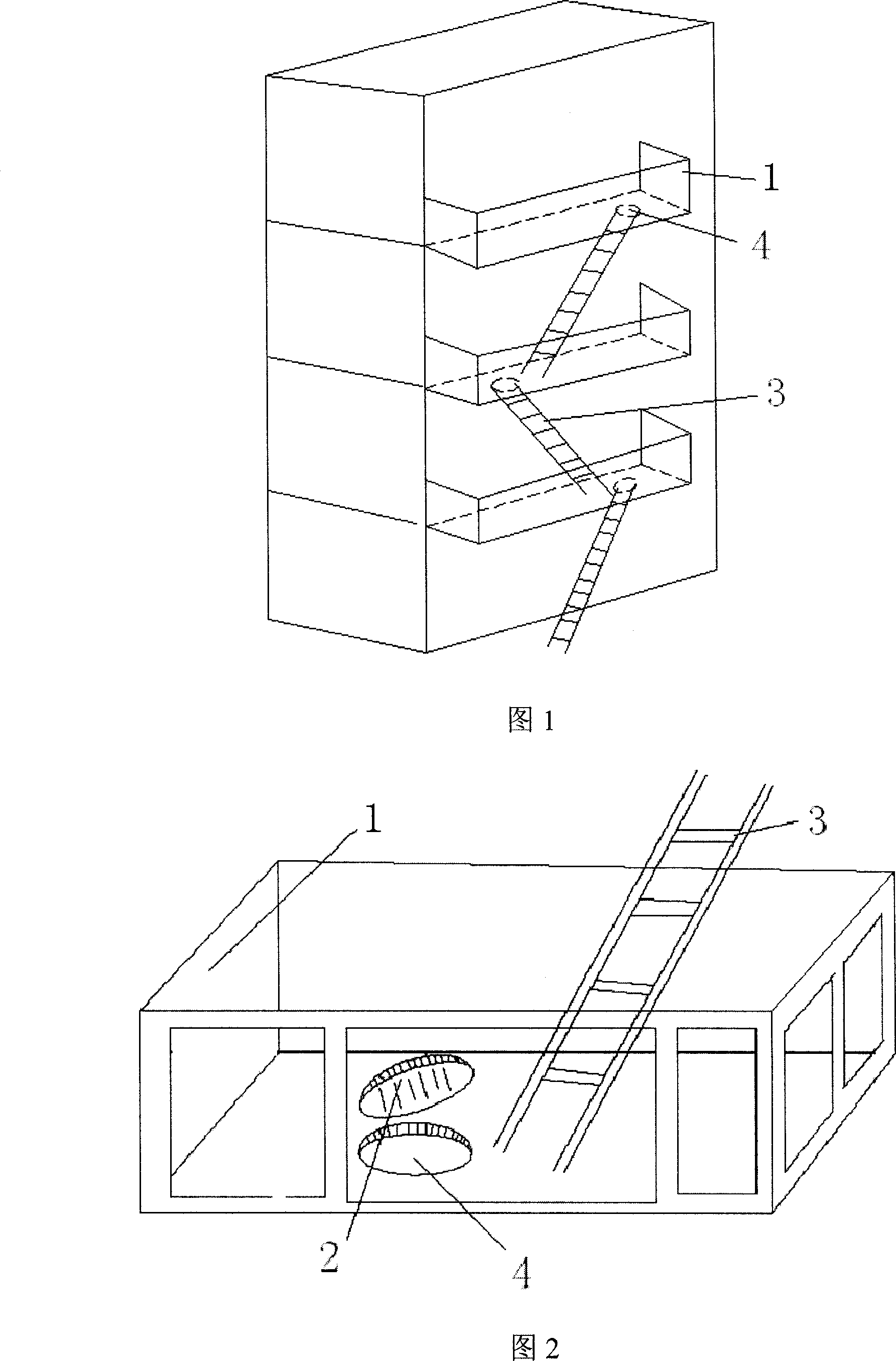 Building fire rescuing method and its facility