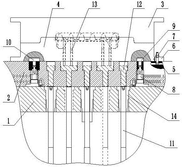 Dual 8000T friction press die set structure