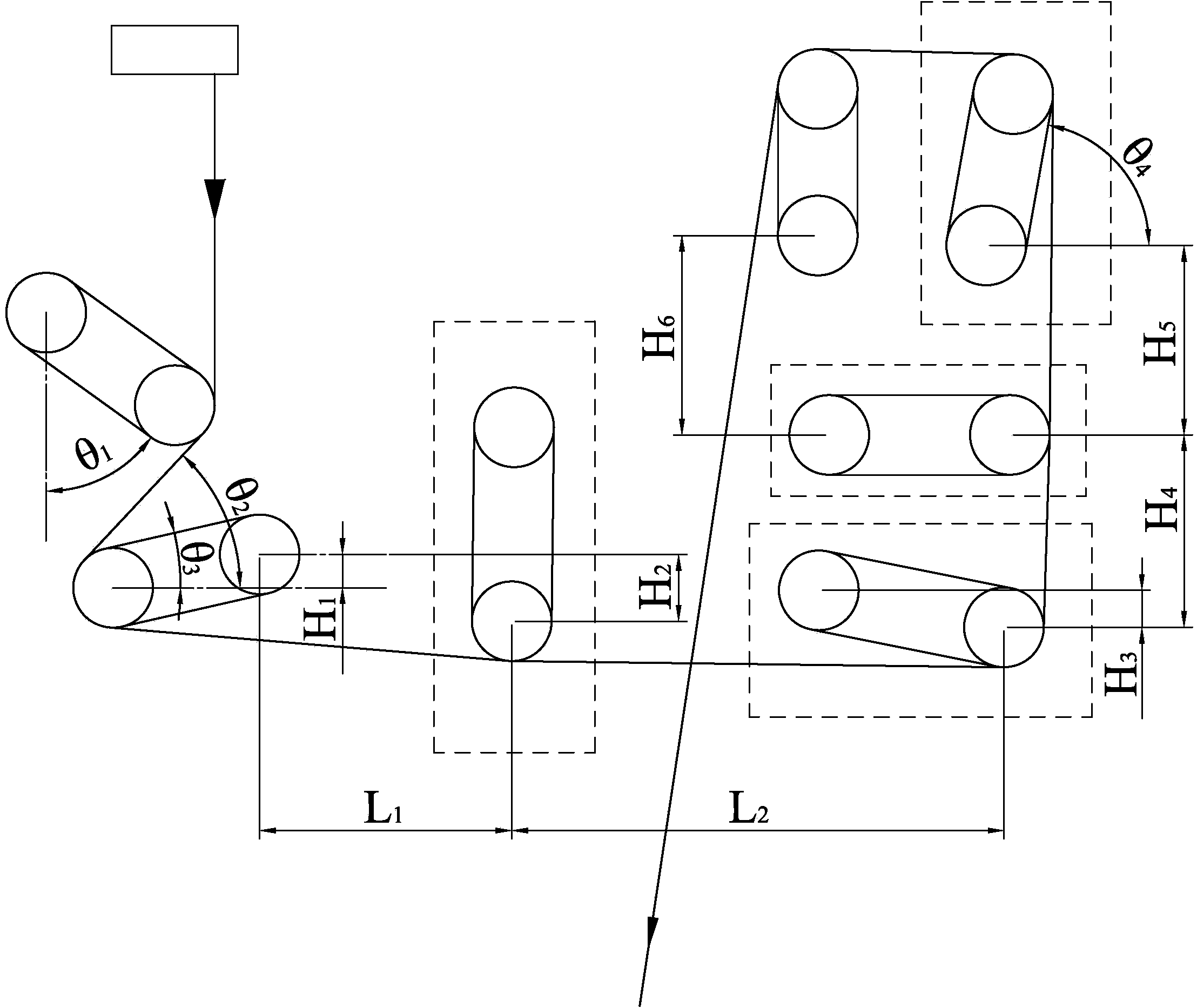 Spinning device with seven pairs of rollers and technology for producing terylene industrial yarns by adopting same