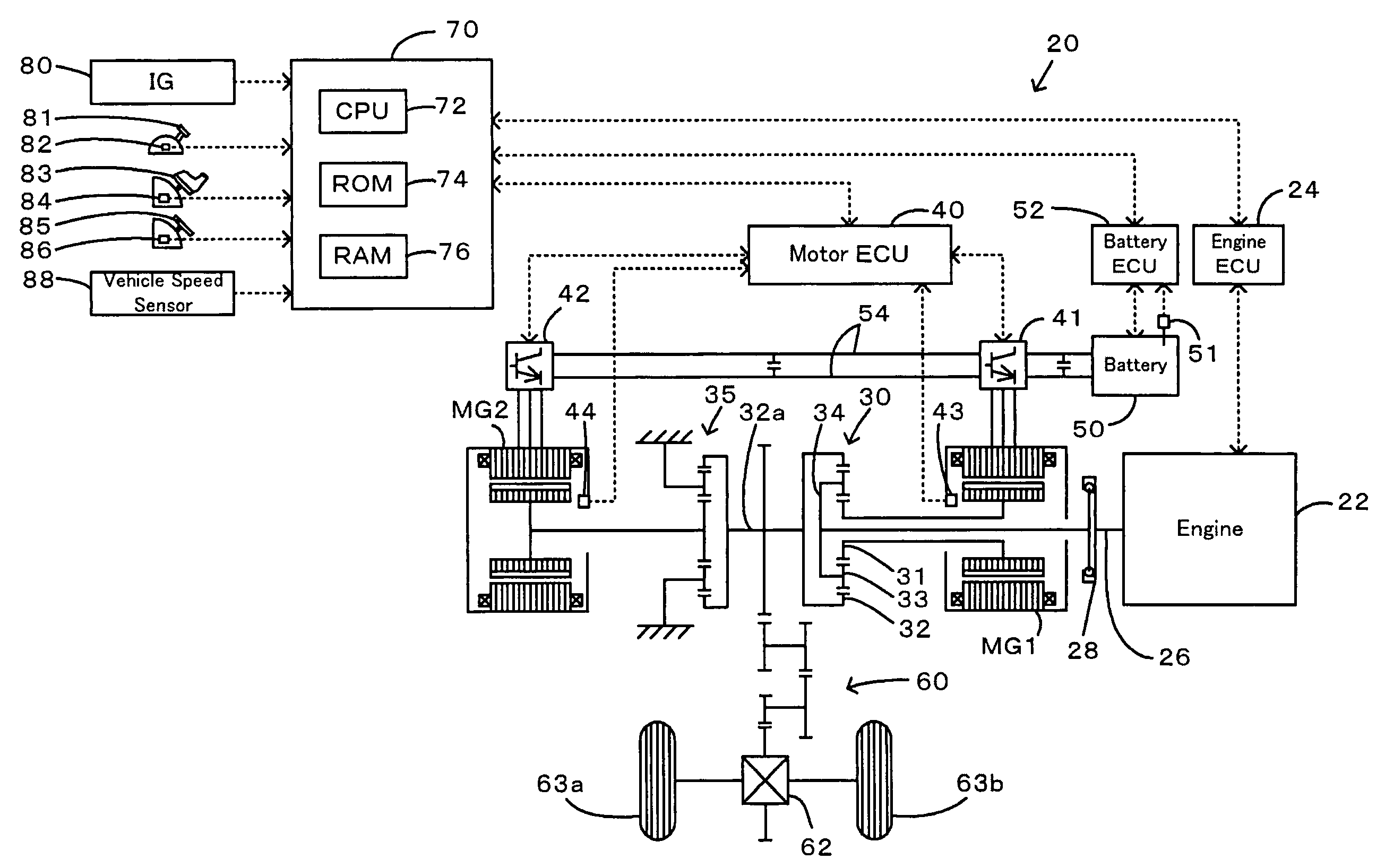 Power output apparatus, vehicle equipped with power output apparatus, and control method of power output apparatus