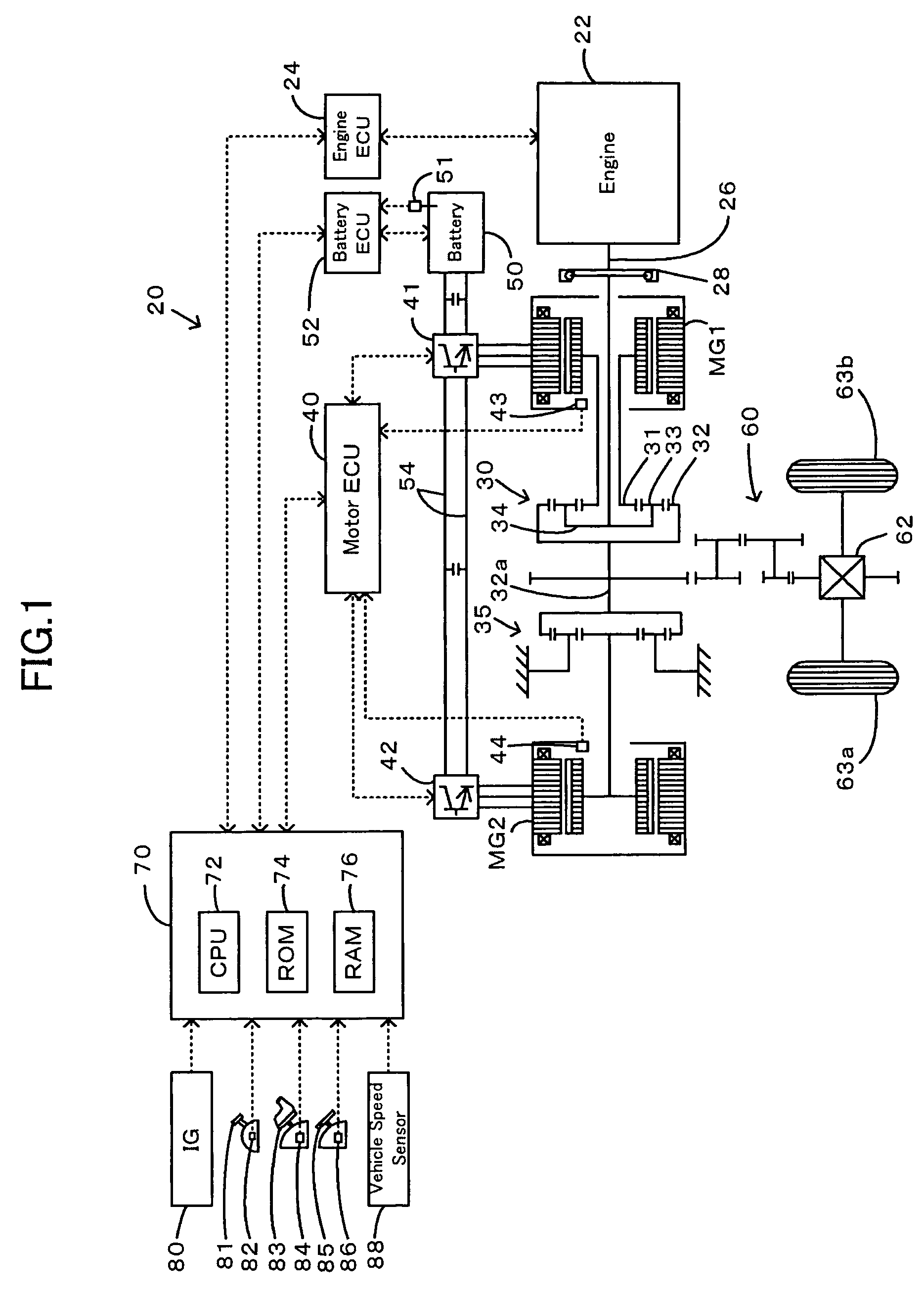 Power output apparatus, vehicle equipped with power output apparatus, and control method of power output apparatus