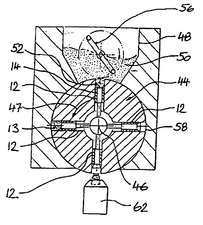 Filter piston apparatus for dispensing pulverulent bulk material