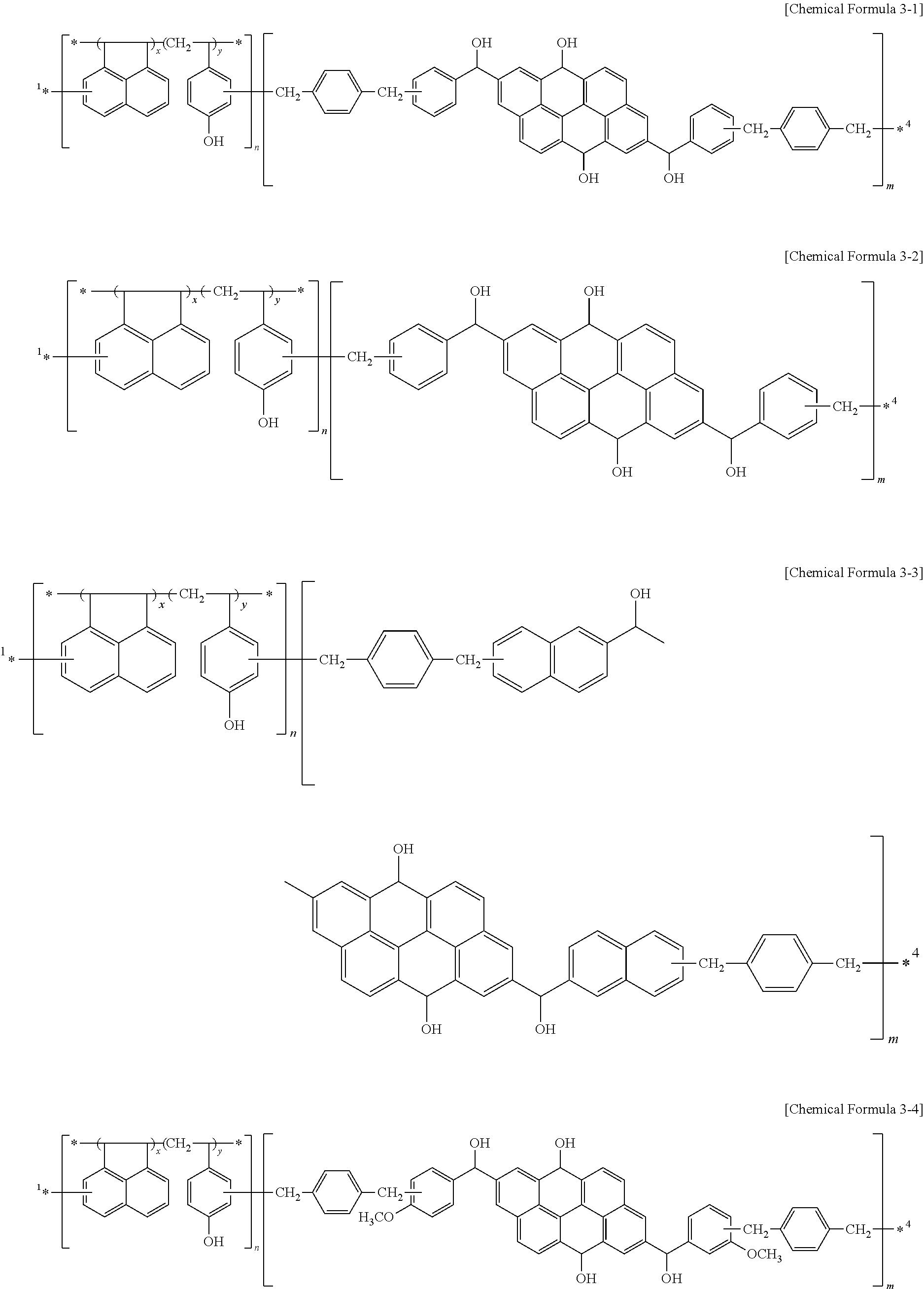 Composition for hardmask, method of forming patterns using the same, and semiconductor integrated circuit device including the patterns