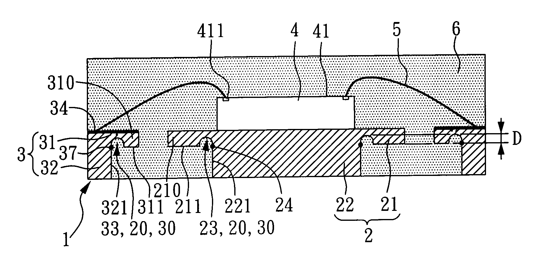 Package structure enhancing molding compound bondability